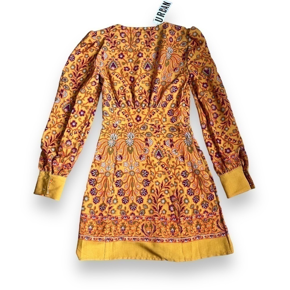 NWT Urban Outfitters Orange Floral 70s-Inspired Mini Dress XS - Picture 8 of 9